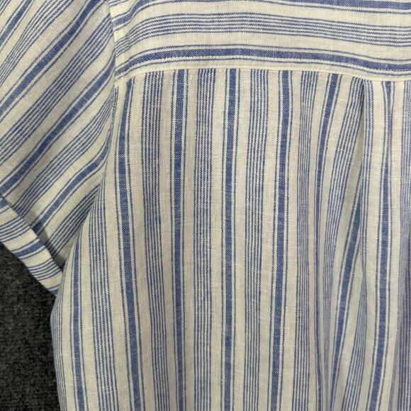 Universal Thread Pull Over Short Sleeve Shirt NWT Blue Stripe Sz XXL Linen Blend - Picture 11 of 11
